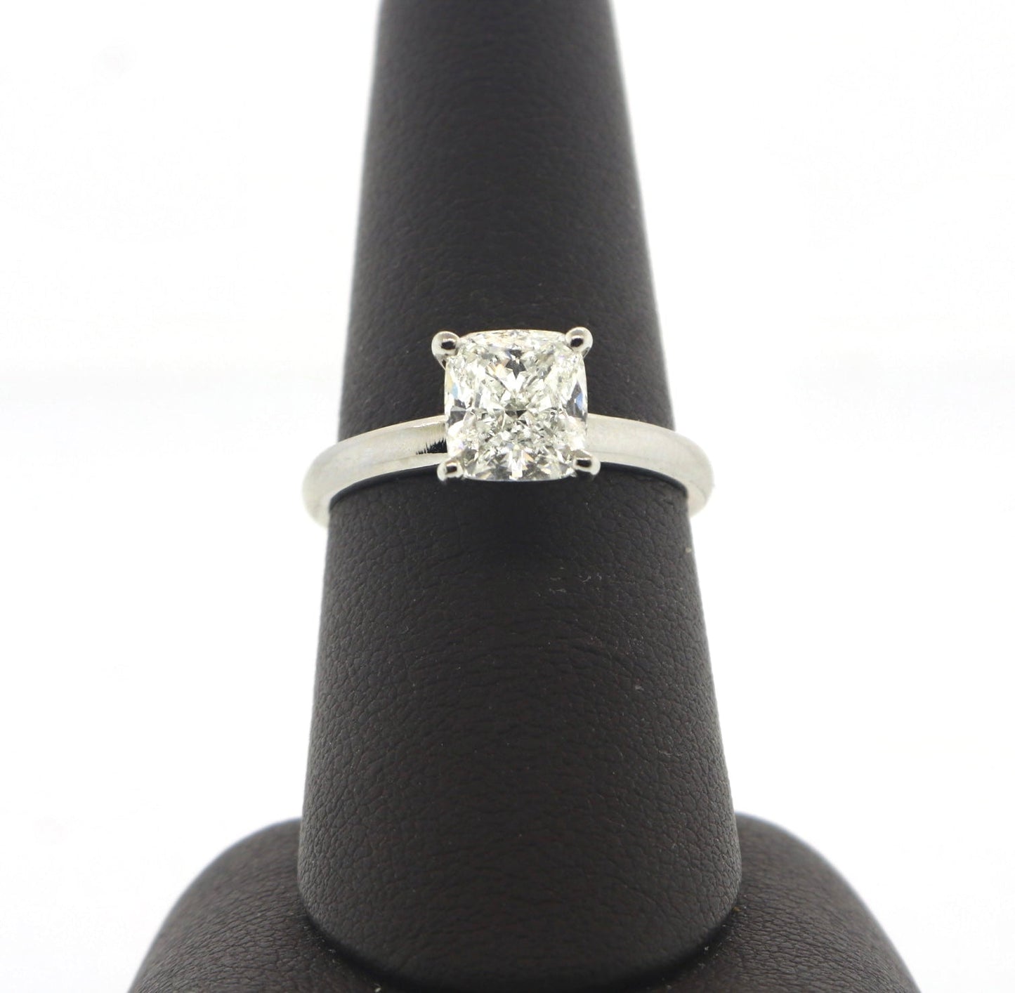 14K White Gold 2.01CT Cushion H/SL1 GIA Certified Diamond Ring