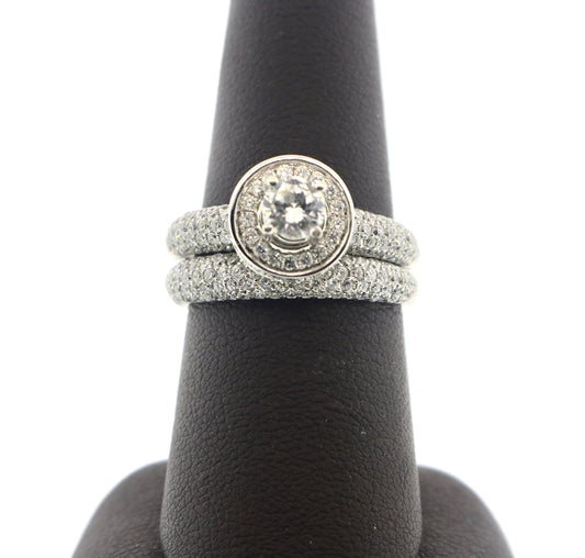 14K White Gold 0.40/3CTW RDS Pave Diamond Ring