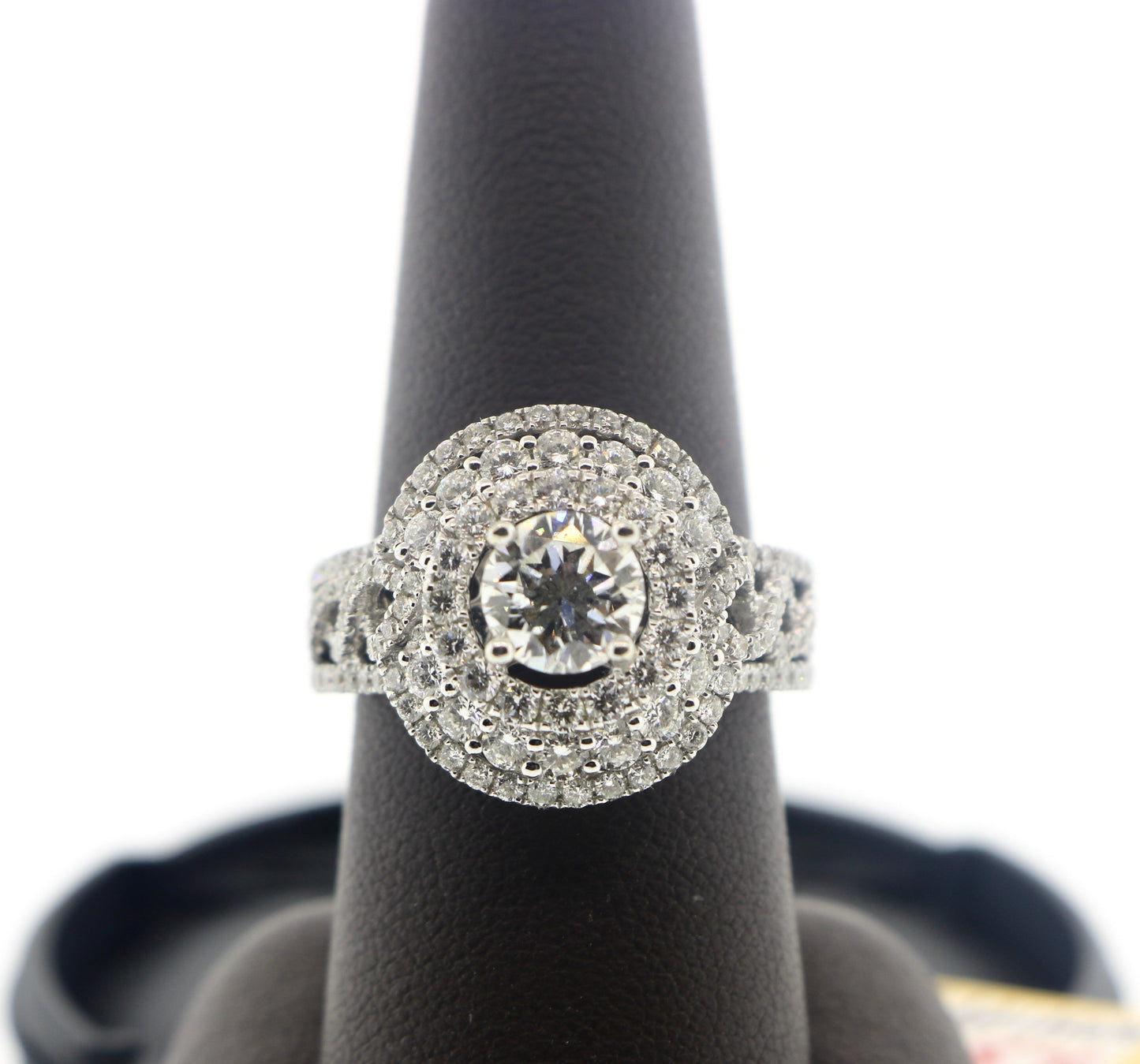 14K White Gold 1.05/1.73CT H/VS2 3 Halo Diamond Ring