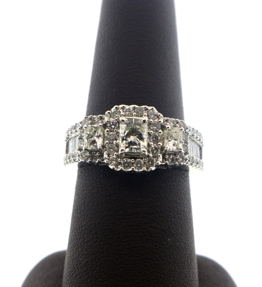 14K White Gold 2CT RD/BG Diamond Ring