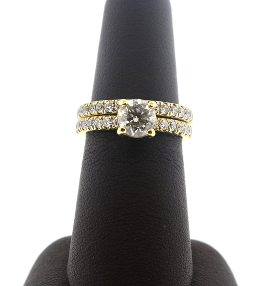 14K Yellow Gold 1.03/1.95CTW 7.01 Grams Bridal Ring Set