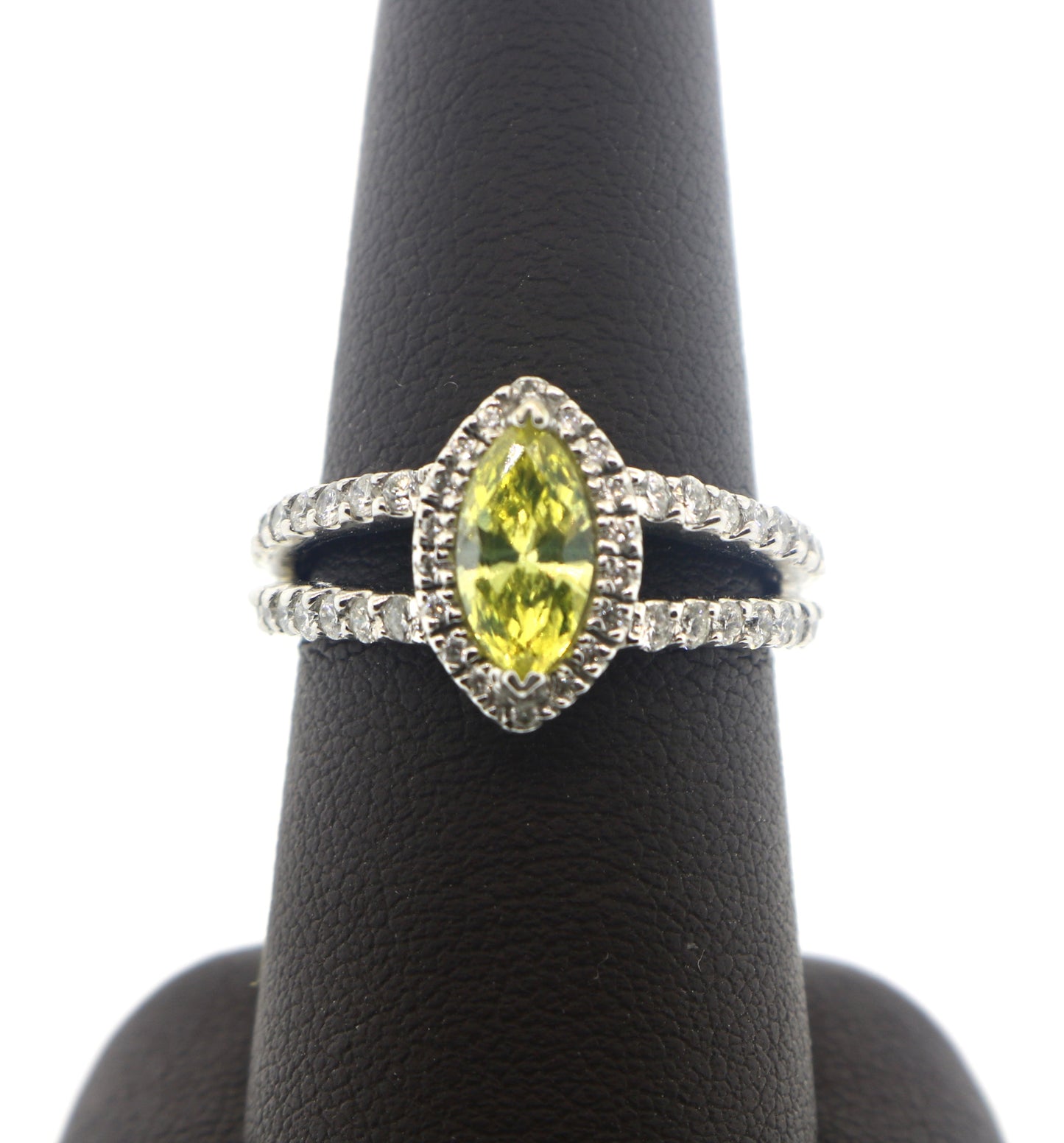 14K White Gold 0.76/1.74CTW MQS/RDS Yellow Diamond Ring