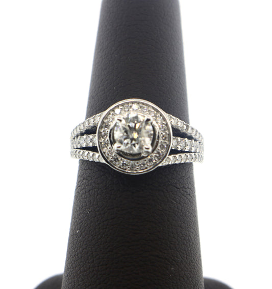 14K White Gold0.61/1.5CTWRD Halo Split Shank Ring