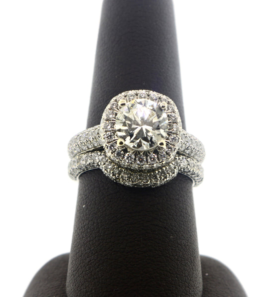 18K White Gold 1.54CT/2.5CT RD Bridal Ring Set