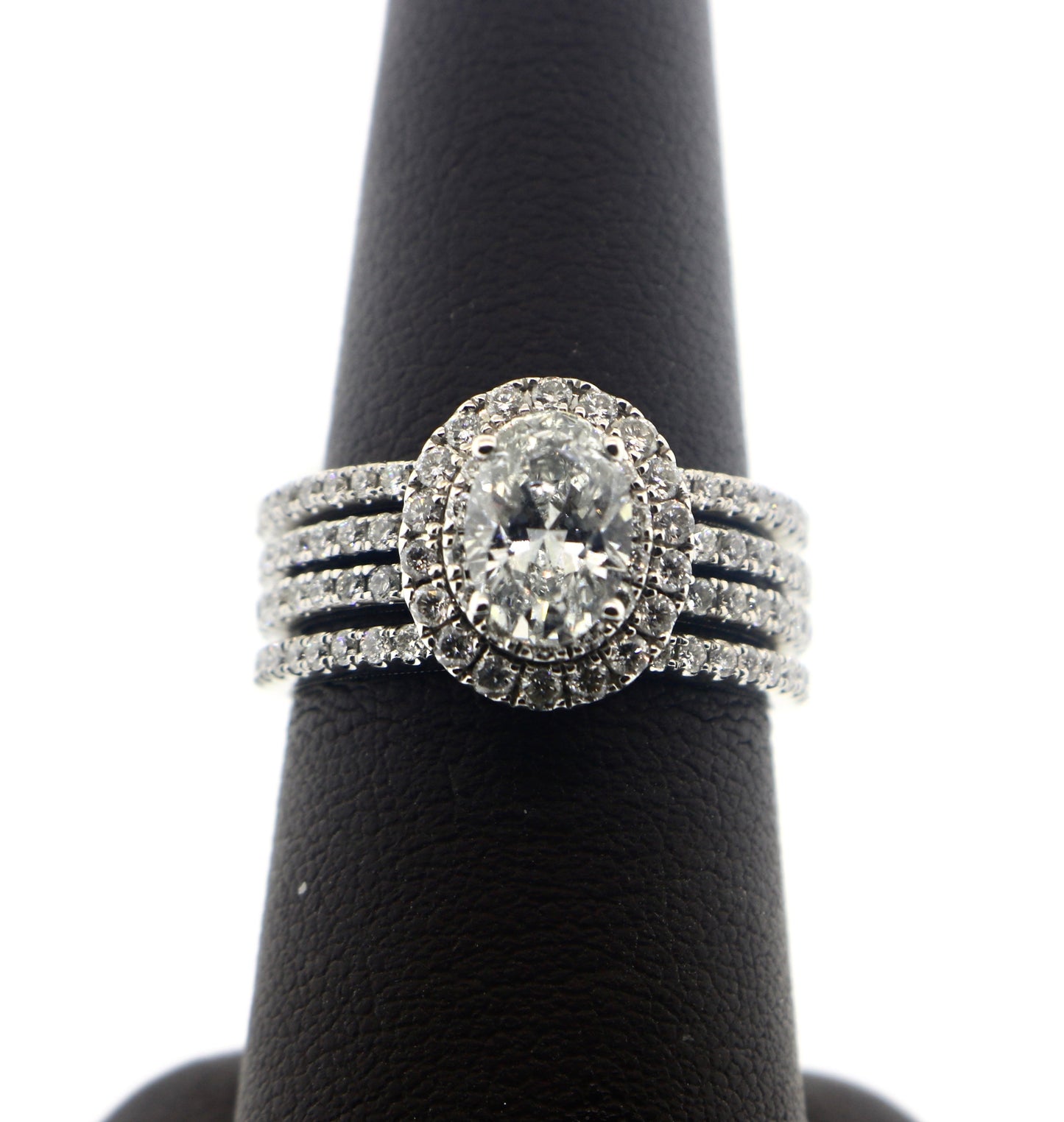 14K White Gold 1CT/2.5CTW Oval Bridal Ring Set