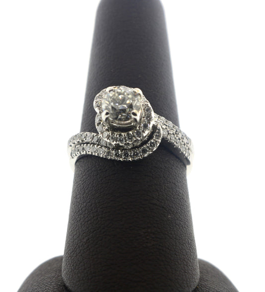 14K White Gold 2.47CTW 0.85CT RND Pave RD CNTR SI1 Ring