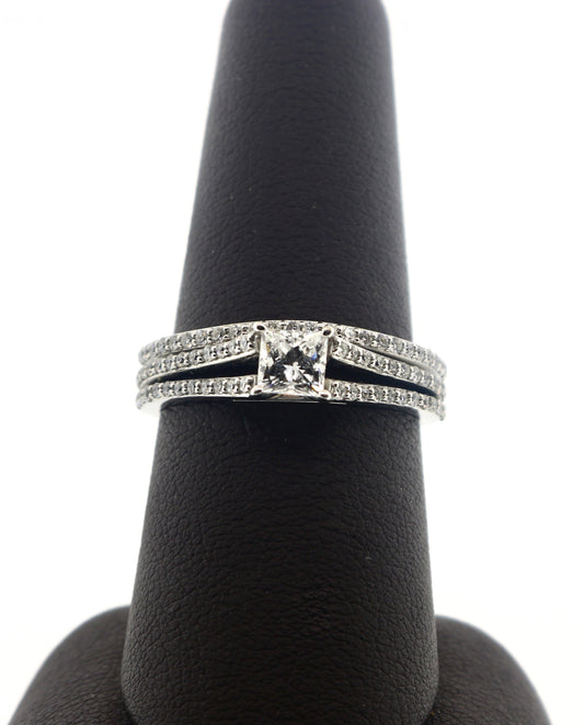 14K White Gold 0.53/0.95CT Prong Bridal Ring Set