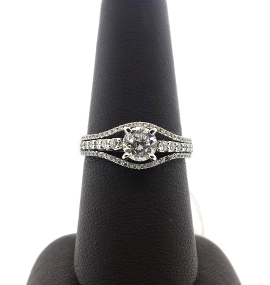 14K White Gold 0.70/0.41CTW RND Semi Mount Diamond Ring