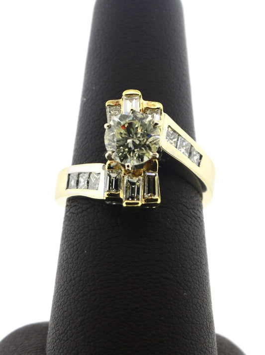 18K Two tone Gold 1.21/2.25CTW RD/BG Diamond Ring