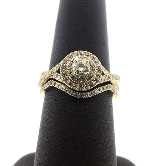 14K Yellow Gold 0.35/0.85CT Diamond 1.20CTW 5.53 Grams Bridal Ring Set