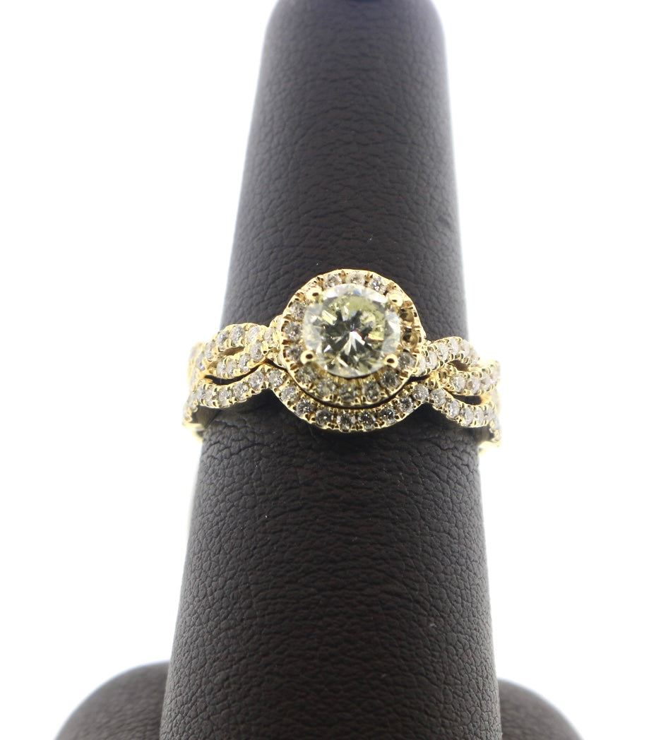 14K Yellow Gold 0.88/0.79CTW K/SI1 EGL Diamond Ring