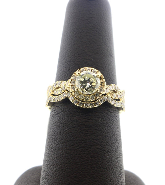 14K Yellow Gold 0.88/0.79CTW K/SI1 EGL Diamond Ring