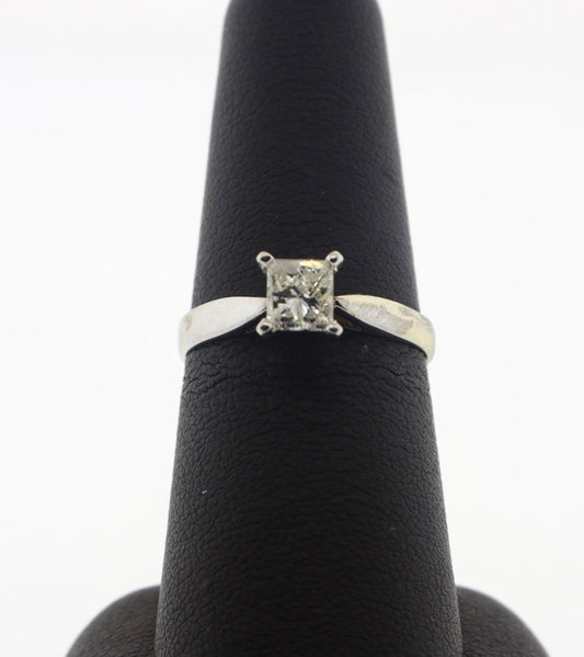 14K White Gold 0.67CT Princess Cut Diamond Ring