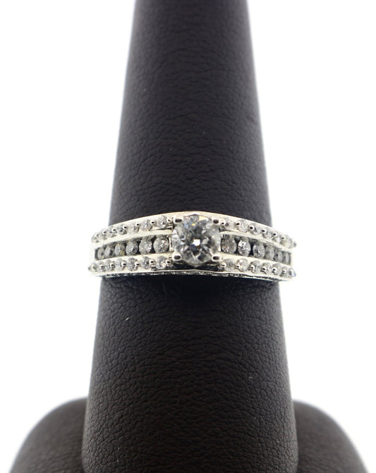 14K White Gold 0.33/1CT RND Engagement Ring