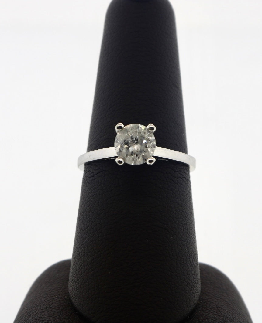 14K White Gold 1.02CT RBC Solitaire Ring