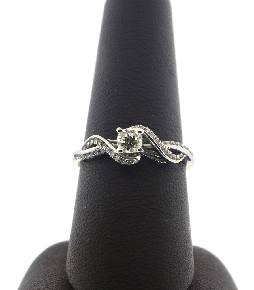 14K White Gold 0.55CTW RND Engagement Ring