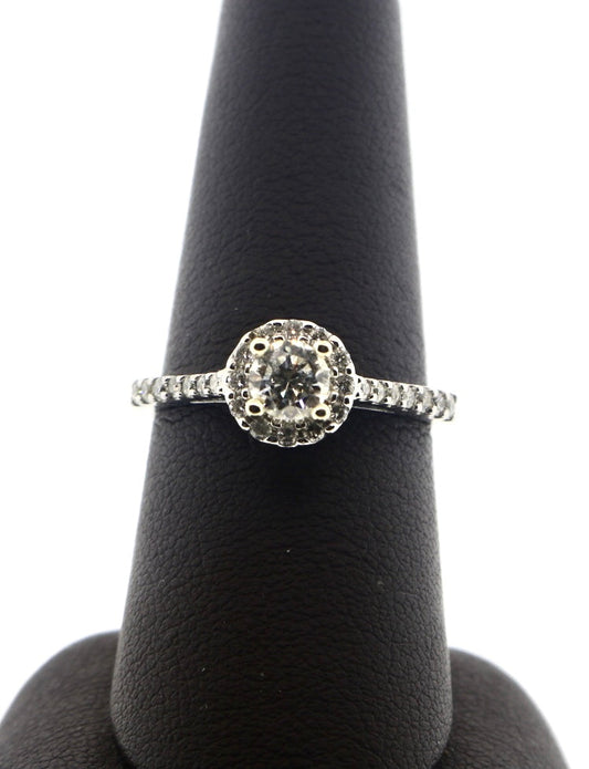 14K Gold 0.41CT/0.76CTW RND SI1/H GIA Certified Halo Ring