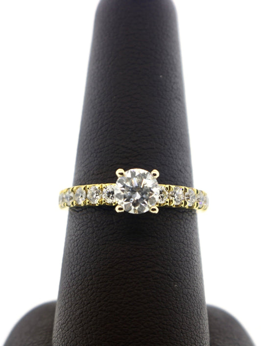 18K Yellow Gold 0.70/0.61CT Mound Diamond Ring