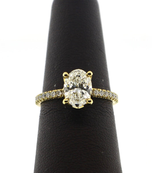 18K Yellow Gold 1.5/1.76CTW F/SI1 GIA Certified Diamond Ring