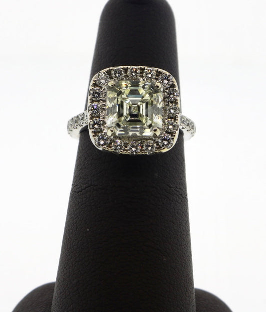 18K White Gold 3.54CT Asscher 4.54CT GIA Certified Diamond Ring