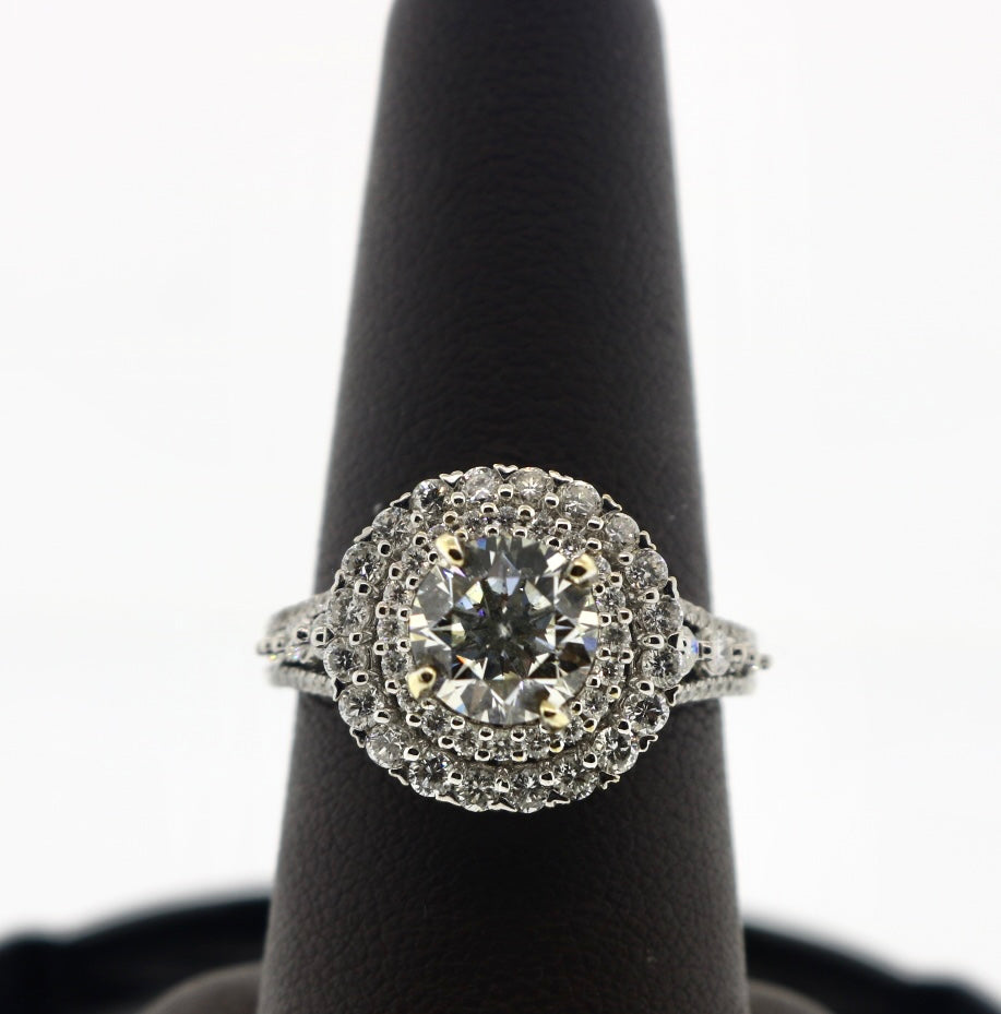 18K White Gold 1.50H/SI3/1.80CT Halo Diamond Ring