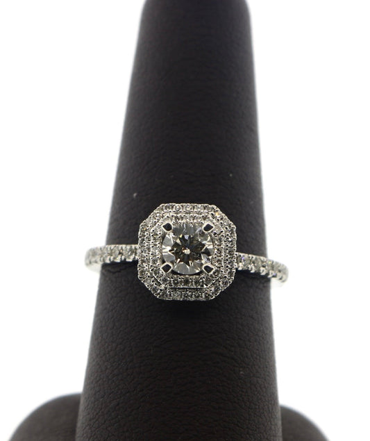 Platinum 0.40RD/0.85CTW Halo Diamond Ring