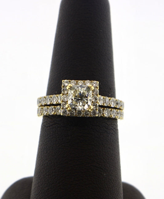 14K Yellow Gold 1.01 Cushion/1.72CT Mount EGL Diamond Ring