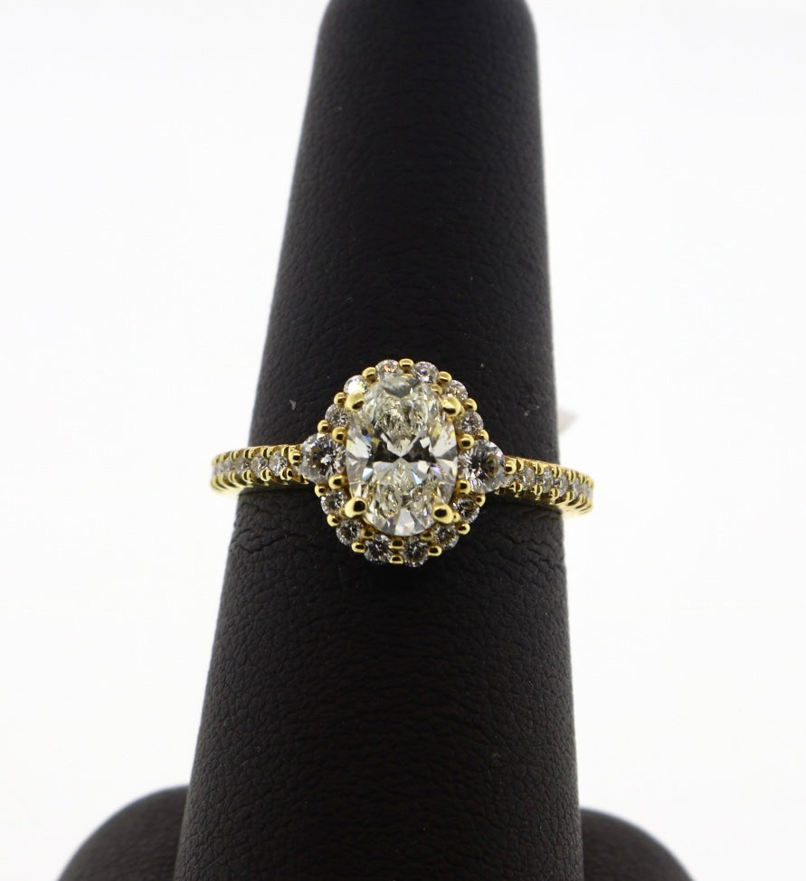 18K Yellow Gold Oval 1.06G/SI2 EGL 1.55CT Diamond Ring