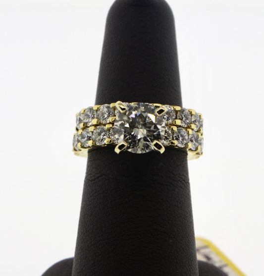 18K Yellow Gold 2.03/3.5CT H/SI 11.13 Grams Bridal Ring Set