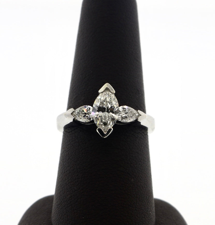 14K White Gold 1/1.46CTW MQS/Pear Diamond Ring