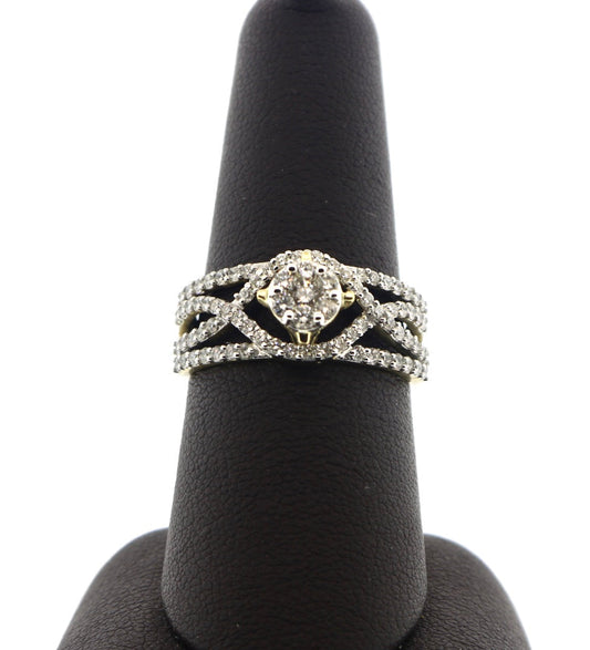 10K Yellow Gold 1.00CT Cluster Diamond Ring