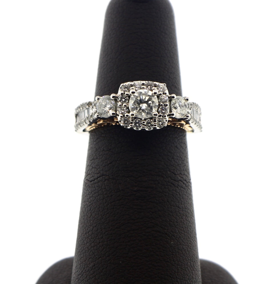 14K White/Rose Gold 1.25CT Diamond Halo Ring