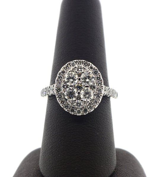 14K White Gold 2CT Halo Oval Diamond Ring