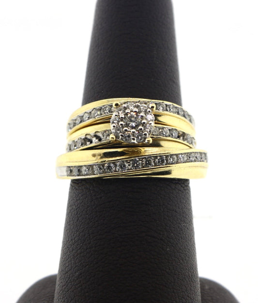 14K Yellow Gold 1CTW Diamond Trio Ring Set