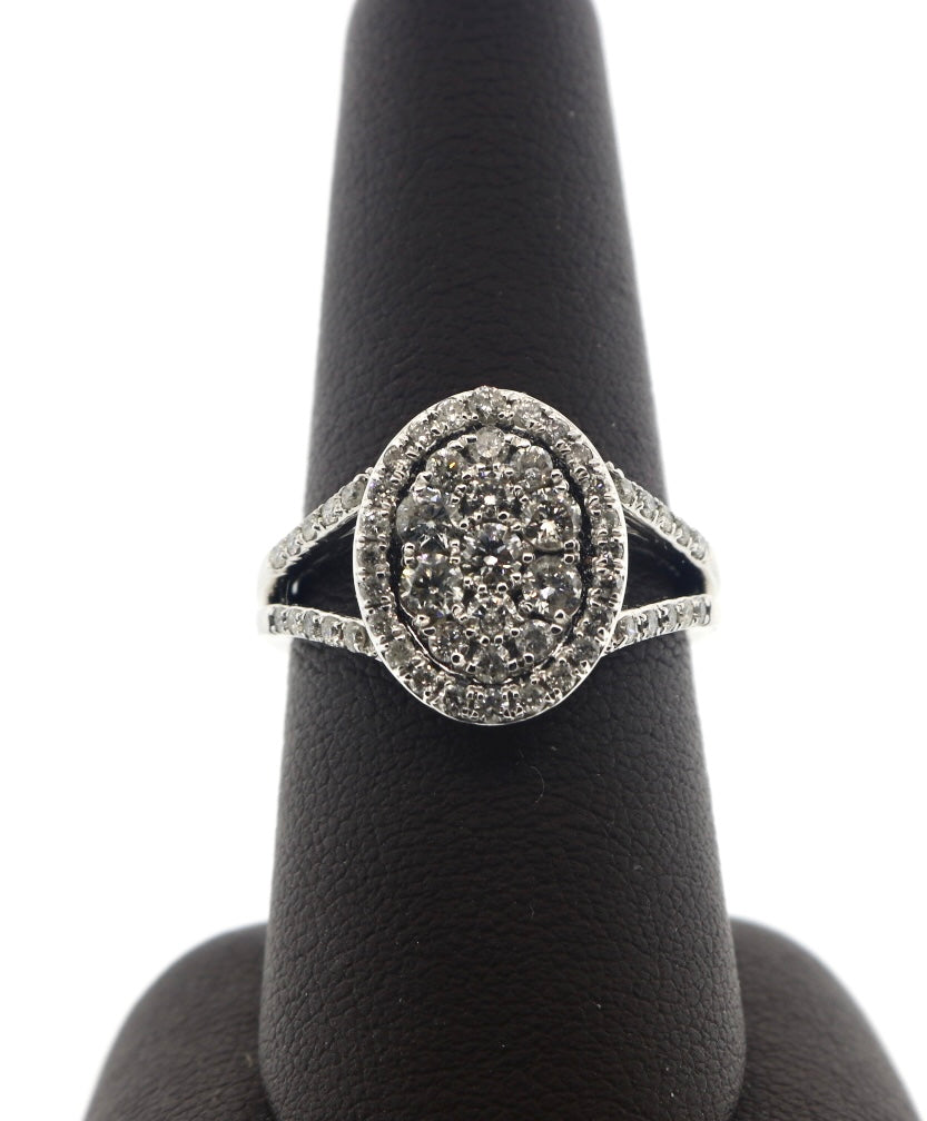 10K White Gold 1.00CTW Split Halo Ring