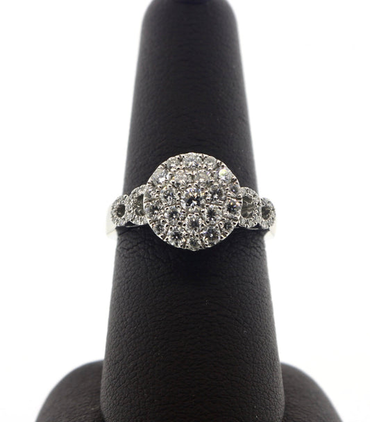 14K White Gold 1.05CT Cluster Ring