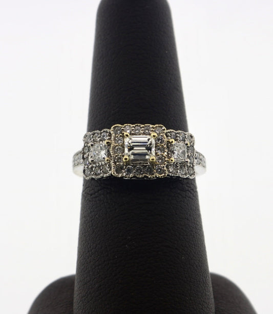 14K White Gold 0.32/1CTW EM/Prong/RD Ring