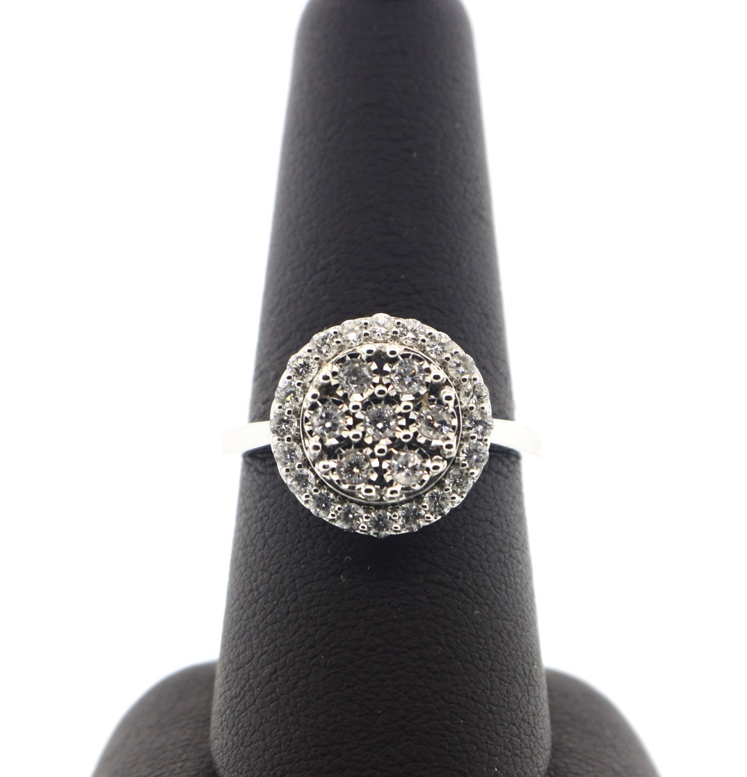 14K White Gold 0.70CT Cluster Ring