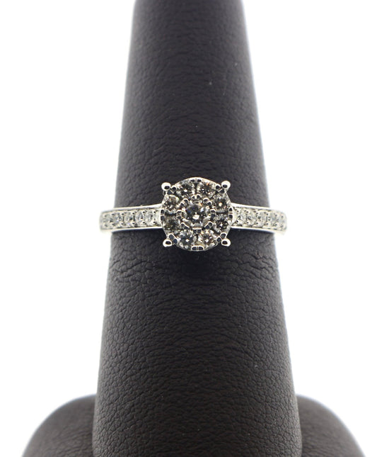 14K White Gold 0.50CT Cluster RD Ring