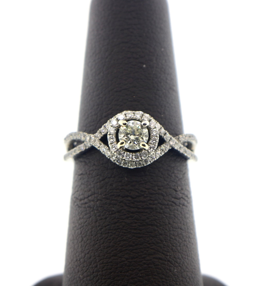 14K White Gold 1CT RD/RD Ring