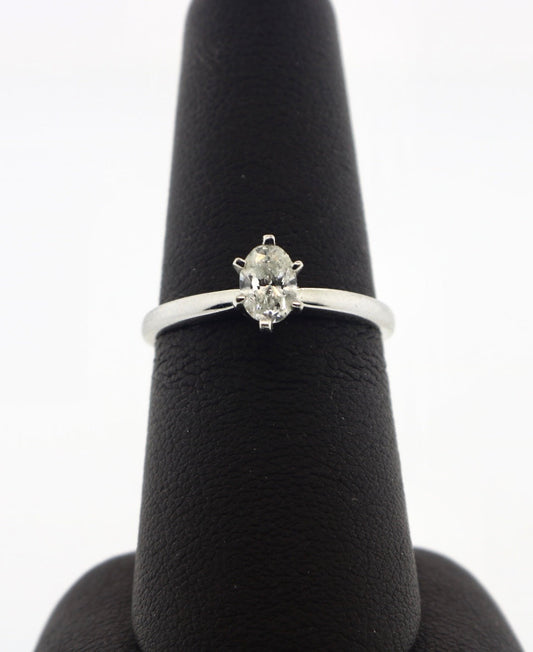 14K White Gold 0.51CT Oval Solitaire Ring