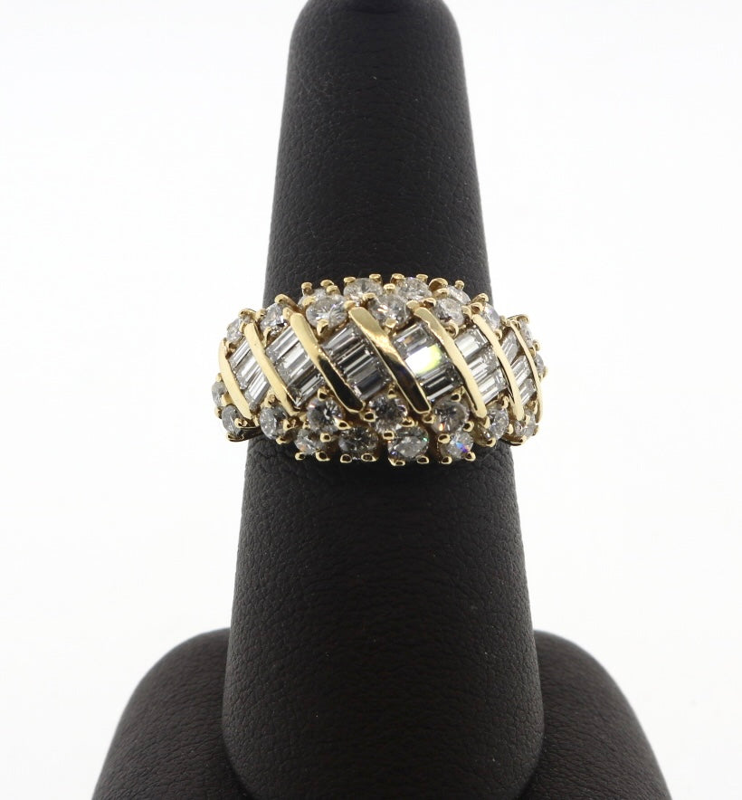 14K Yellow Gold 2.13CTW BGTS/RDS Ring