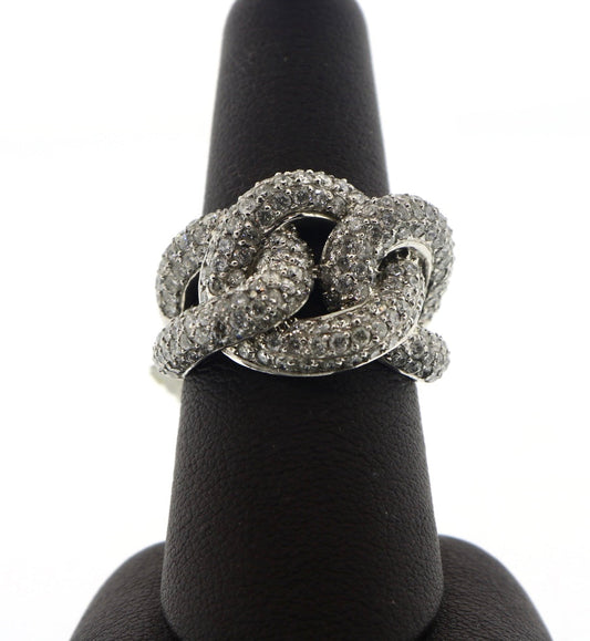 14K White Gold 3.37CTW RDS Pave Ring