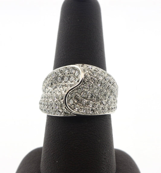 14K White Gold 3.44CTW RDS Pave Ring