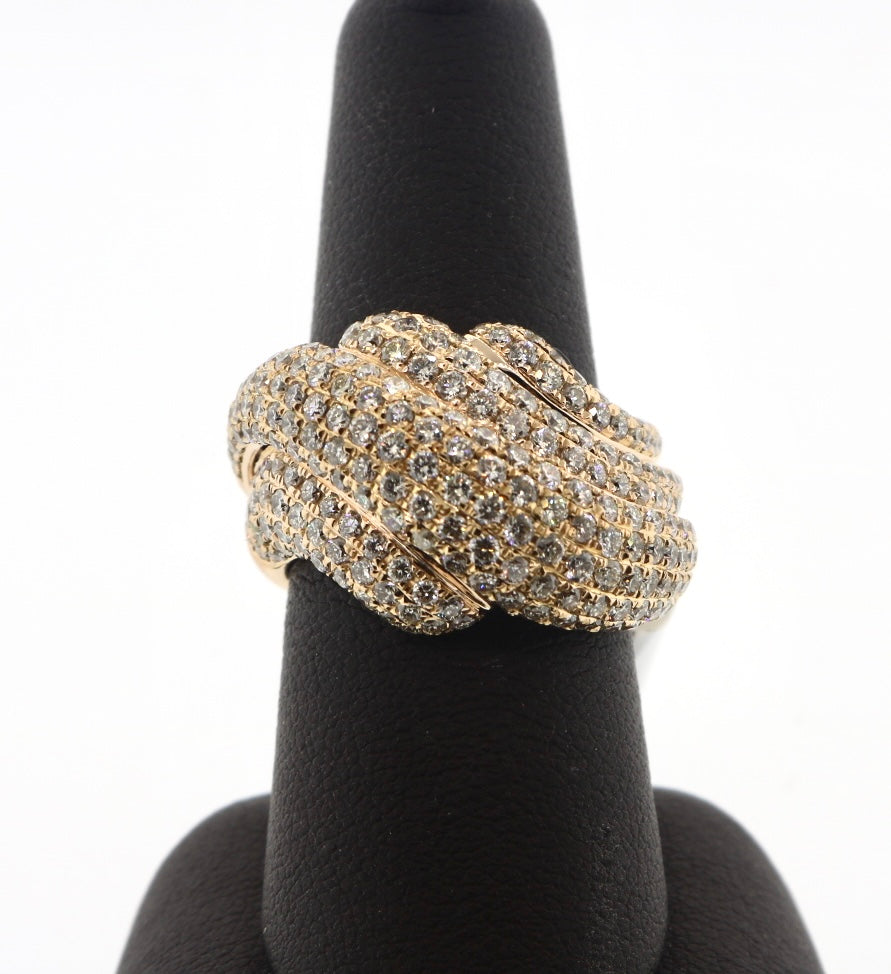 18K Rose Gold 3.42CTW RDS Pave Ring