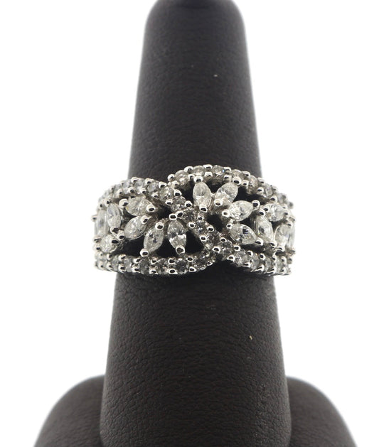 18K White Gold 1.79CTW MQ/RDS Ring