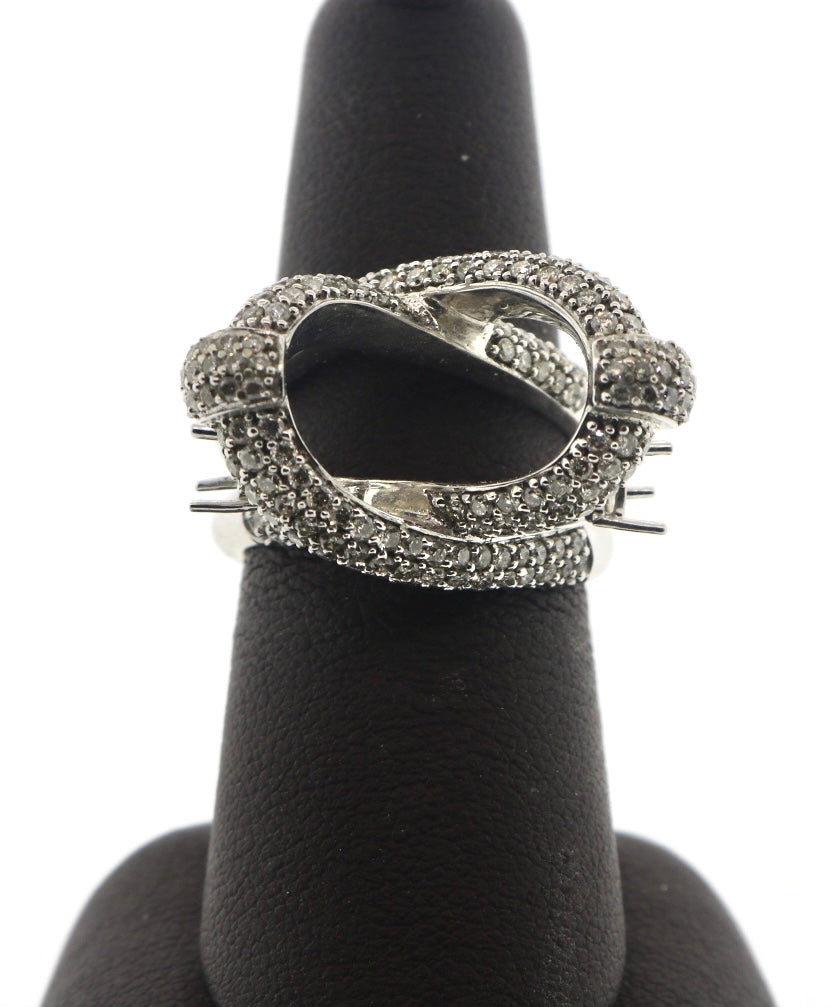 14K White Gold 2CT Semi Mount Ladies Fashion Ring