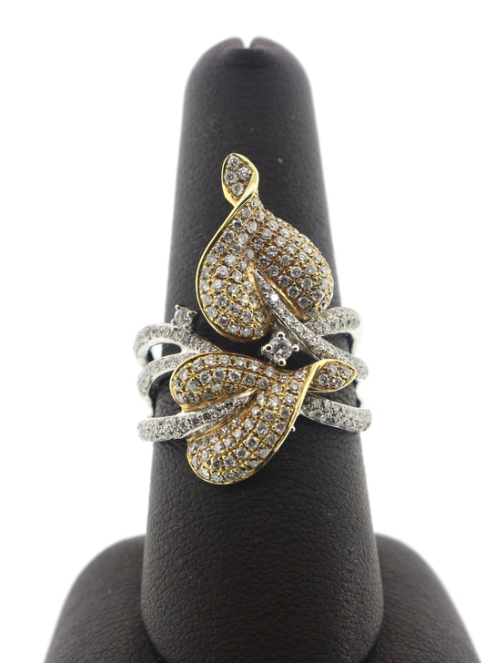 14K White/Yellow Gold 1.20CT Fancy Leaf Ring