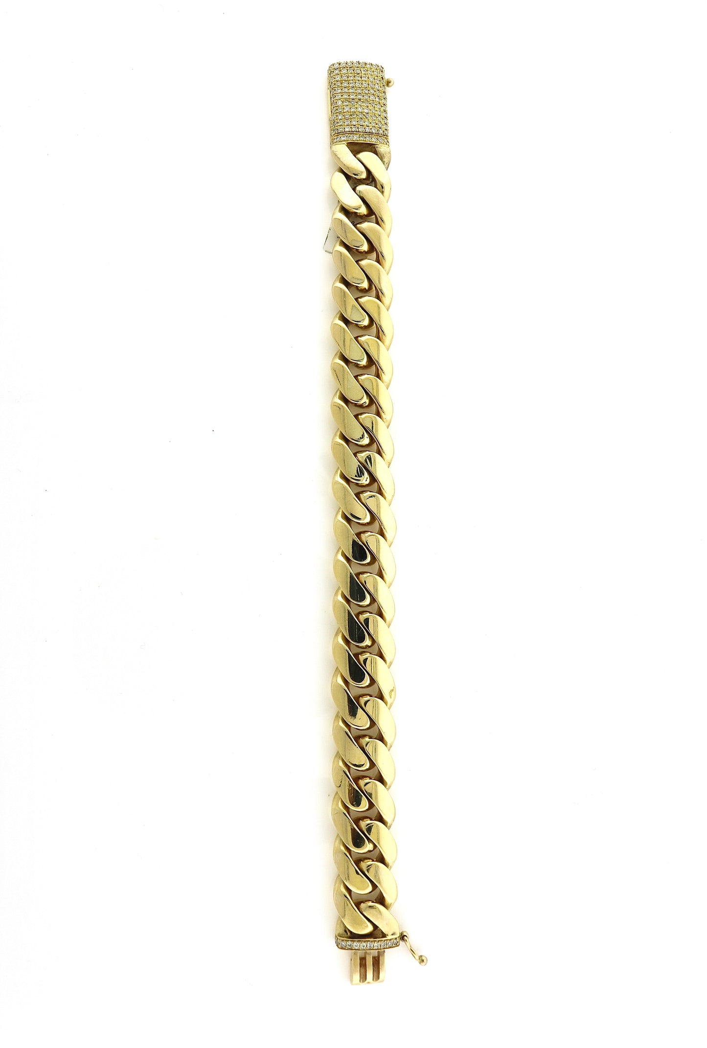 14K Yellow Gold 1.15 Carat Clasp 142.5 Grams Cuban Bracelet