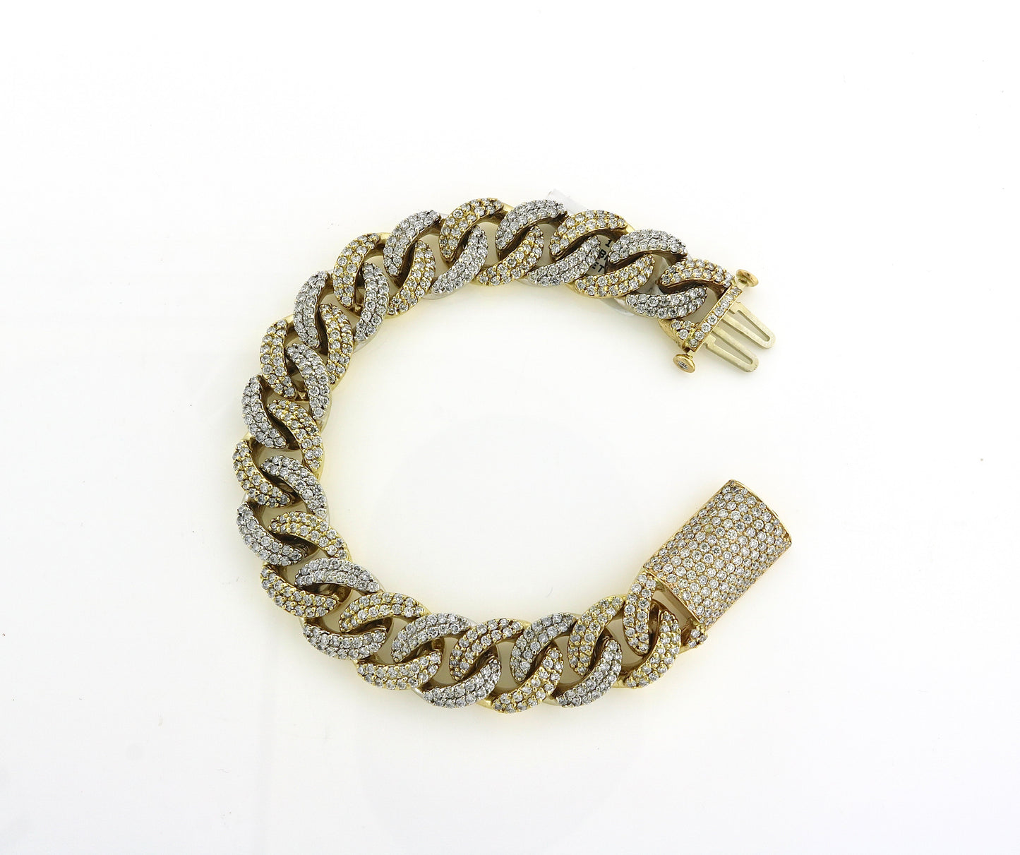 14K Two Tone 15CTW Diamond Cuban Bracelet